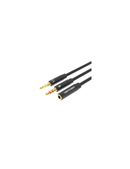Cable Estéreo Vention BBTBY/ 2x Jack 3.5 Macho - Jack 3.5 Hembra/ 30cm/ Negro