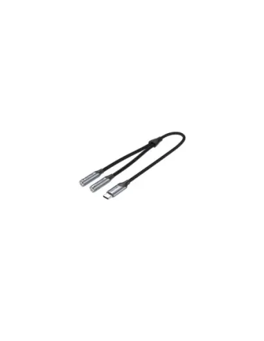 Cable Conversor USB Tipo-C Vention BGNHY/ USB Tipo-C Macho - 2x Jack 3.5 Hembra/ 30cm/ Gris