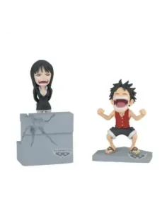 Figura banpresto one piece world collectable log stories luffy & robin 10cm