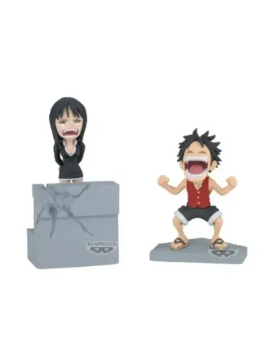 Figura banpresto one piece world collectable log stories luffy & robin 10cm