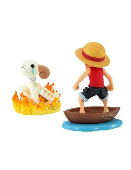 Figura banpresto one piece world collectable figure log stories monkey.d.luffy & going merry 8cm