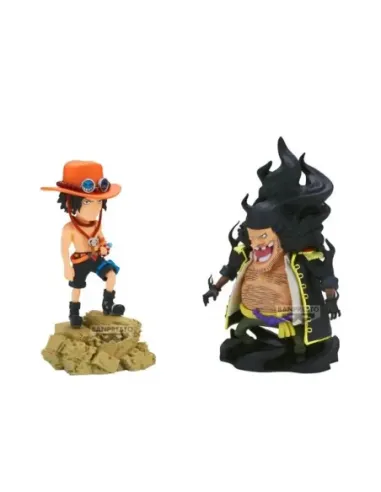 Figura banpresto one piece world collectable figure log stories portgas d.ace vs marshall d.teach 8cm