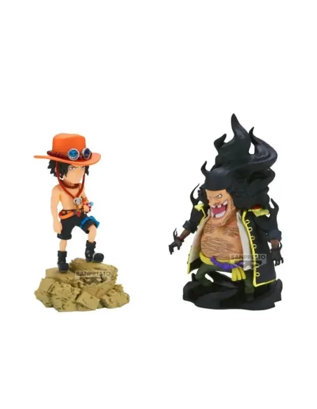 Figura banpresto one piece world collectable figure log stories portgas d.ace vs marshall d.teach 8cm