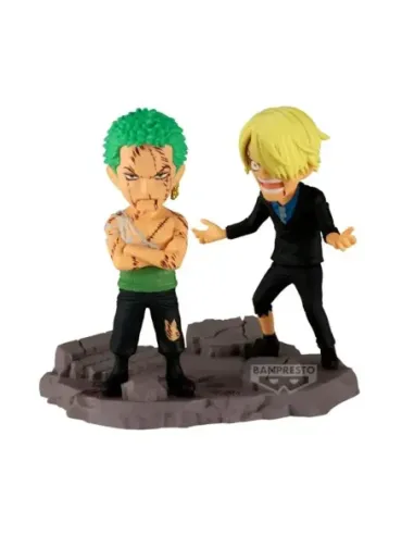 Figura banpresto one piece world collectable figure log stories roronoa zoro & sanji -  pulgadas...nothing...at all!!!! 8cm