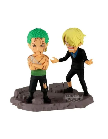 Figura banpresto one piece world collectable figure log stories roronoa zoro & sanji -  pulgadas...nothing...at all!!!! 8cm