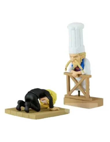 Figura banpresto one piece world collectable figure log stories sanji & zeff 8cm