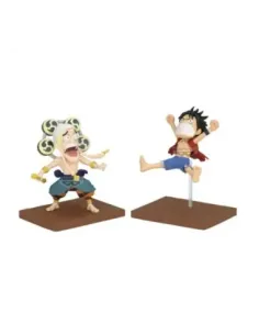 Figura banpresto one piece world collectable figure log stories luffy y enel 8cm