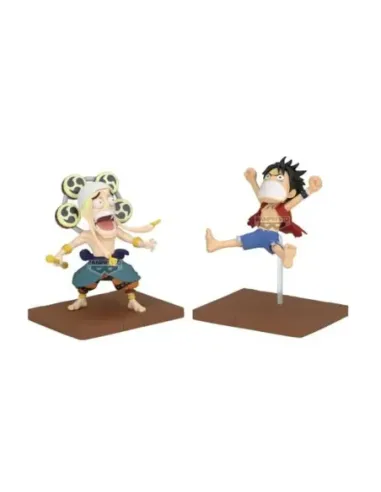 Figura banpresto one piece world collectable figure log stories luffy y enel 8cm