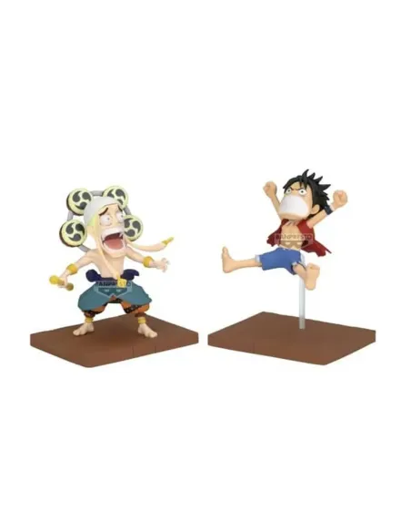 Figura banpresto one piece world collectable figure log stories luffy y enel 8cm