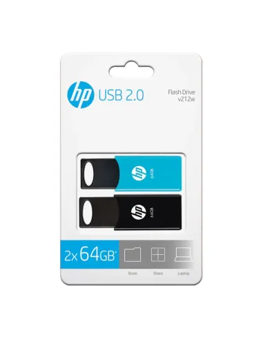 Pack de 2 memorias usb 2.0 hp v212 - twin 64gb