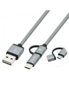Cable multi usb 2.0 coolbox carga mas datos micro usb usb tipo c usb tipo a 1m gris
