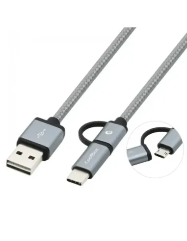 Cable multi usb 2.0 coolbox carga mas datos micro usb usb tipo c usb tipo a 1m gris