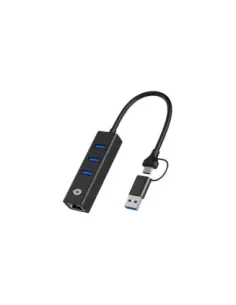 Adaptador conceptronic usb a gigabit ethernet rj45 -   con hub usb 3.0 - 3 puertos - adaptador usb - c