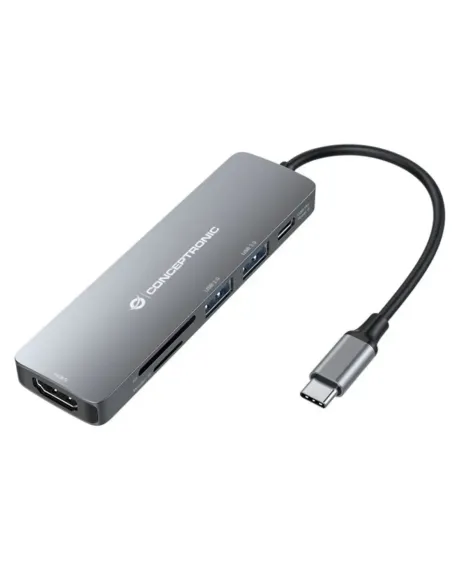 Adaptador usb - c 6en1 conceptronic donn11 -  hdmi usb 3.0 - lector sd
