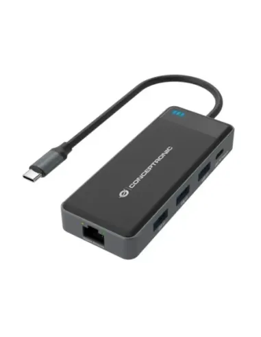 Adaptador conceptronic usb tipo c a gigabit ethernet rj45 -  con hub usb 3.2 3 puertos -  usb tipo c