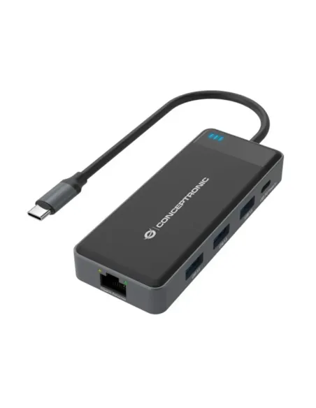 Adaptador conceptronic usb tipo c a gigabit ethernet rj45 -  con hub usb 3.2 3 puertos -  usb tipo c