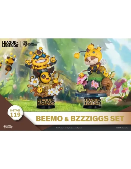 Set de 2 figuras beast kingdom dstage league of legends beemo y bzzziggs
