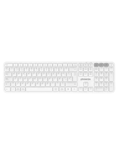 Teclado inalámbrico multidispositivo phoenix k300 blueooth dual y 2.4ghz blanco