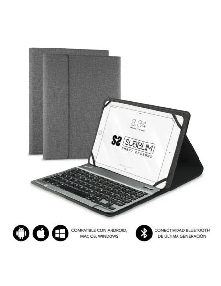 Funda + tablet subblim keytab pro para tablet 10.1pulgadas gris