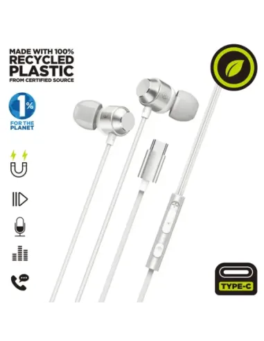 Auriculares magneticos muvit m32 usb tipo c blanco