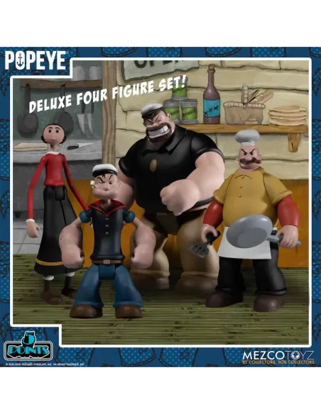 Set 4 figuras mezcotoys popeye box 10 cm popeye 5 points