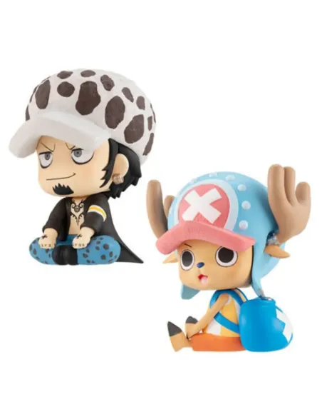 Pack 2 figuras megahouse one piece look up trafalgar d law & tony tony chopper con regalos sorpresa