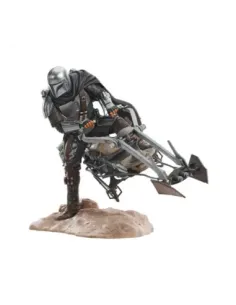 Figura diamond collection star wars: the mandalorian premier collection din djarin en moto speeder 23cm