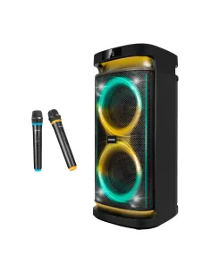 Altavoz rumbleboss phoenix 80w rms batería 4000 mah función karaoke 2 microfonos inalambricos incluidos