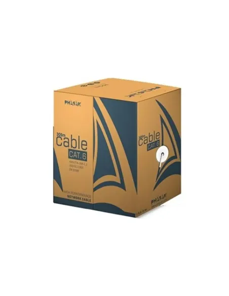 Bobina cable red solido phasak utp cat.6 awg23 cca 305m gris