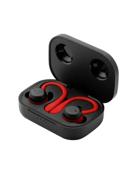 Auriculares deportivos spartan bluetooth 5.3 manos libres accesorios intercambiables detalles en rojo