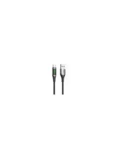 Cable qcharx menorca usb a tipo c 3a 66w - 1 m - aleación aluminio negro cable suave digital display