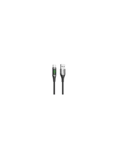 Cable qcharx menorca usb a tipo c 3a 66w - 1 m - aleación aluminio negro cable suave digital display