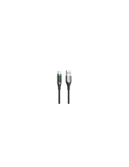 Cable qcharx menorca usb a tipo c 3a 66w - 1 m - aleación aluminio negro cable suave digital display