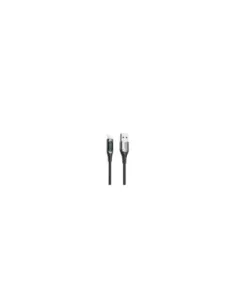 Cable qcharx formentera usb a a lightning 3a - 1 m - aleación aluminio negro cable suave digital display