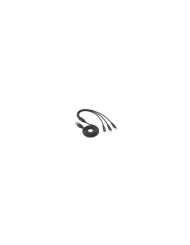 Cable triple qcharx napoli usb a lightning + tipo c + micro  3a - 1.2 m - aleación de aluminio negro cordon suave