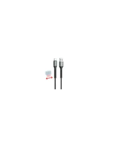 Cable qcharx prague usb tipo c a usb tipo a - 2m - aleacion de aluminio negro cordon de tela suave