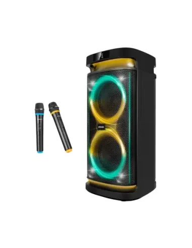 Altavoz rumbleboss phoenix 80w rms batería 4000 mah función karaoke 2 microfonos inalambricos incluidos