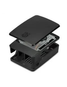 Carcasa raspberry pi 5 con ventilador negra y gris