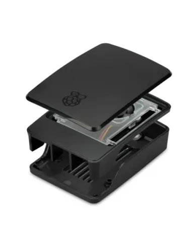 Carcasa raspberry pi 5 con ventilador negra y gris
