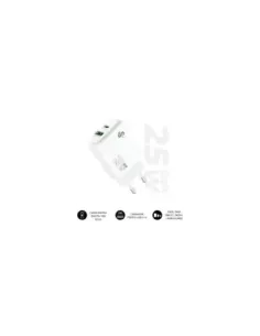 Cargador de Pared GaN Subblim 25W Charger USB C+A/ 1xUSB Tipo-C/ 1xUSB/ 25W