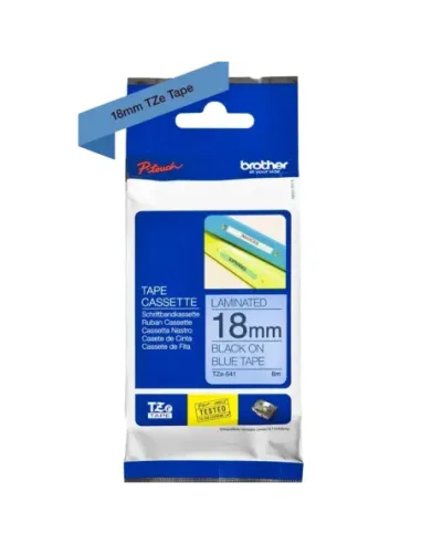 Cinta laminada brother tze541 18mm x 8m azul - negro