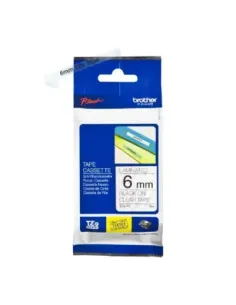 Cinta laminada brother tze111 8mm x 6mm transparente - negro