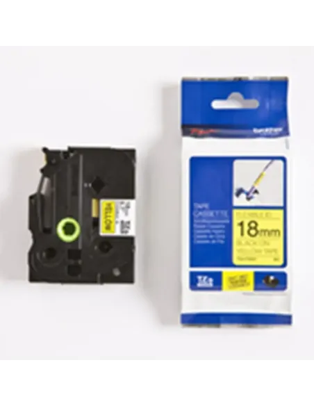 Cinta laminada brother tzefx641 texto negro sobre fondo amarillo