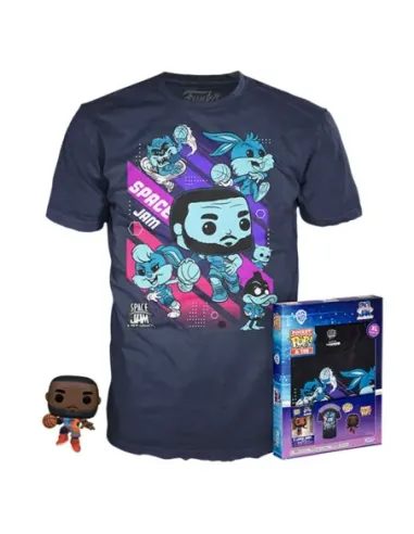 Pop & tee space jam looney tunes funko lebron james + camiseta pack 10 unidades todas las tallas