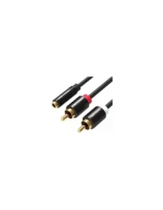 Cable Estéreo Vention VAB-R01-B100/ Jack 3.5 Hembra - 2x RCA Macho/ 1m/ Negro