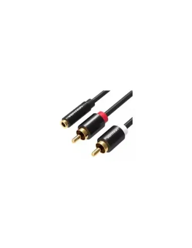Cable Estéreo Vention VAB-R01-B100/ Jack 3.5 Hembra - 2x RCA Macho/ 1m/ Negro