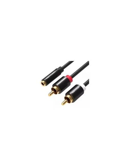 Cable Estéreo Vention VAB-R01-B100/ Jack 3.5 Hembra - 2x RCA Macho/ 1m/ Negro