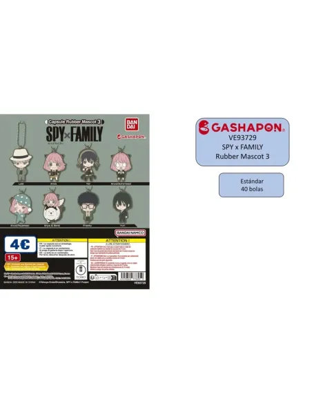 Set gashapon figuras bandai lote 40 articulos spy x family rubber mascot 3