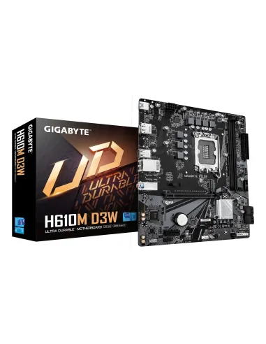 GIGABYTE H610M D3W Placa Base - Compatible con procesadores Intel Core de 14ª generación, VRM de 5+1+1 fases, hasta 5600MHz