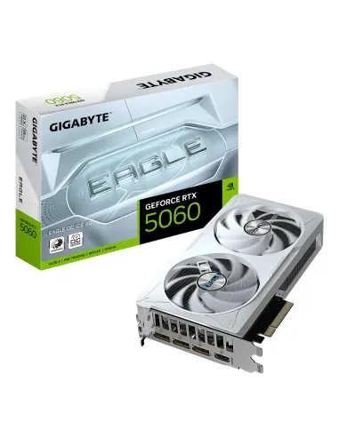 GIGABYTE GeForce RTX 5060 EAGLE OC ICE 8G Tarjeta Gráfica - 8GB GDDR7, 128bit, PCI-E 5.0, 2550 MHz Frecuencia del núcleo, 3 x